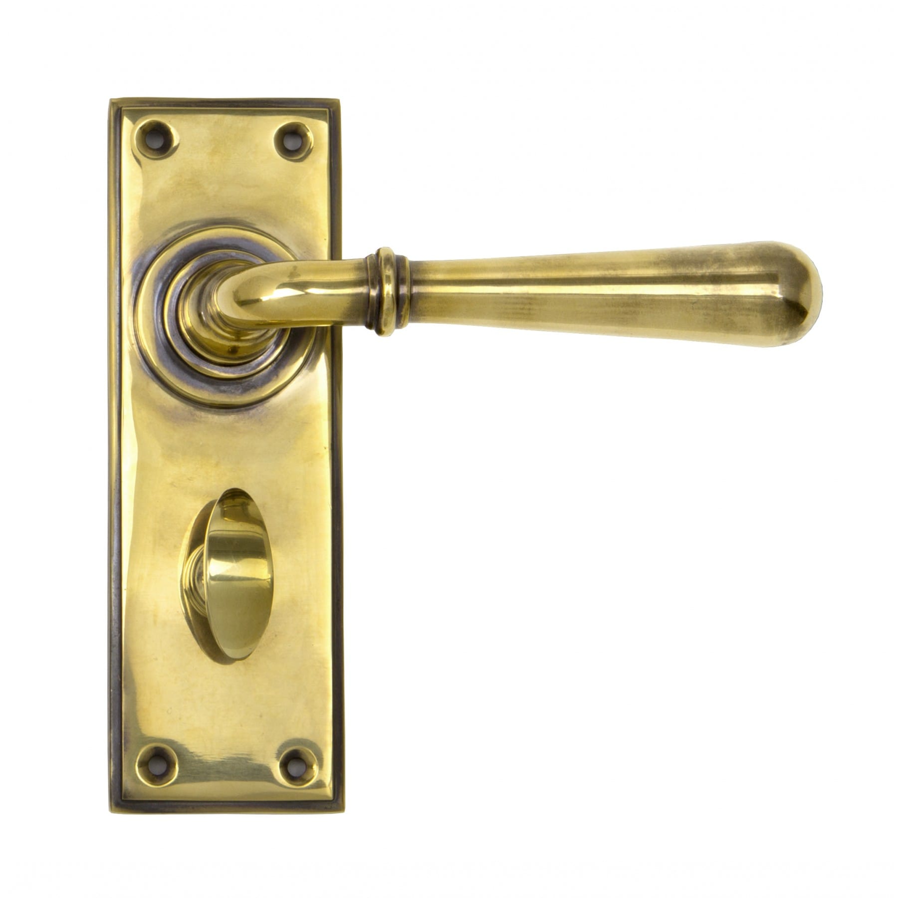 Antique Brass Sprung Lever Door Handles With Bathroom Lock