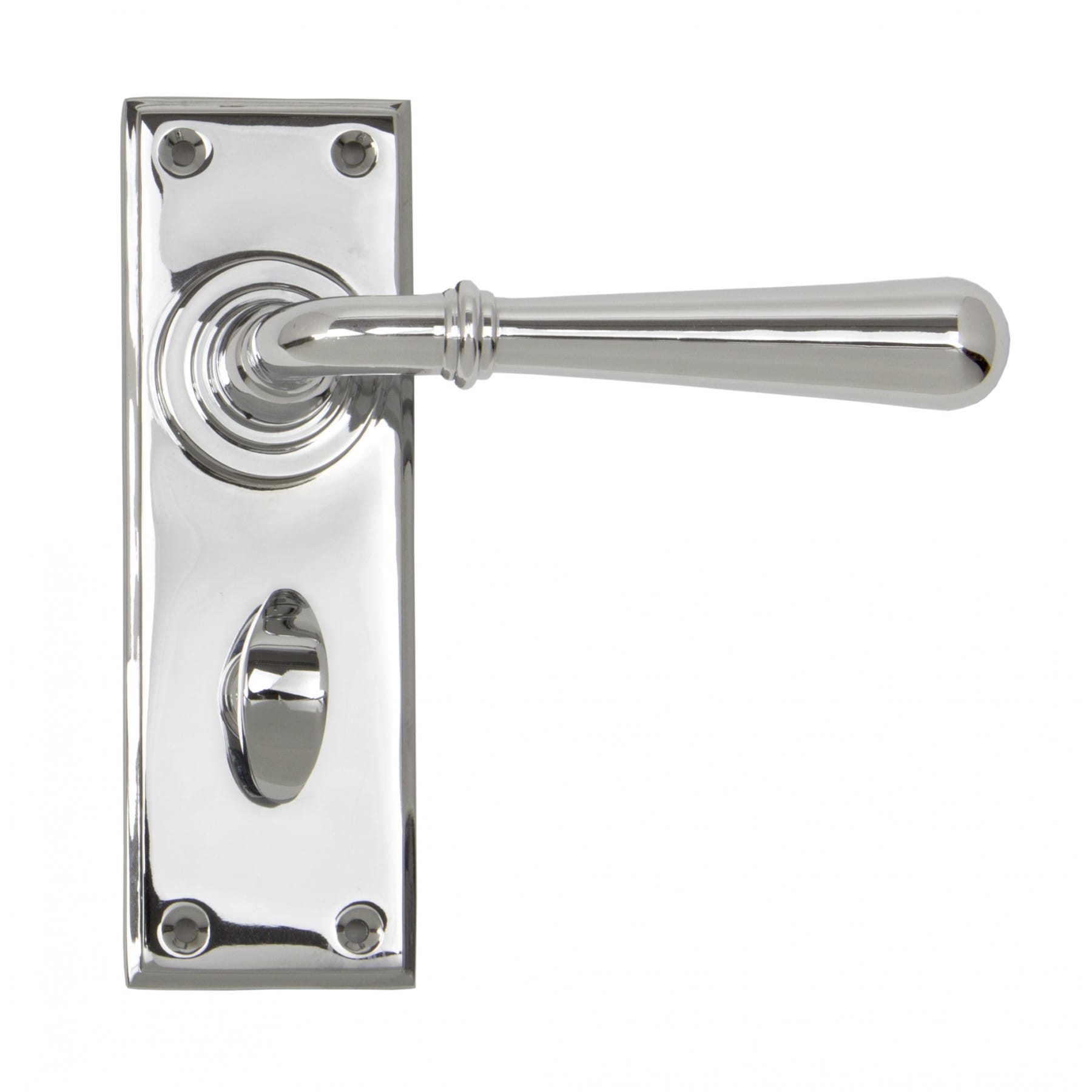 Bright Chrome Lever Door Handles With Bathroom Lock