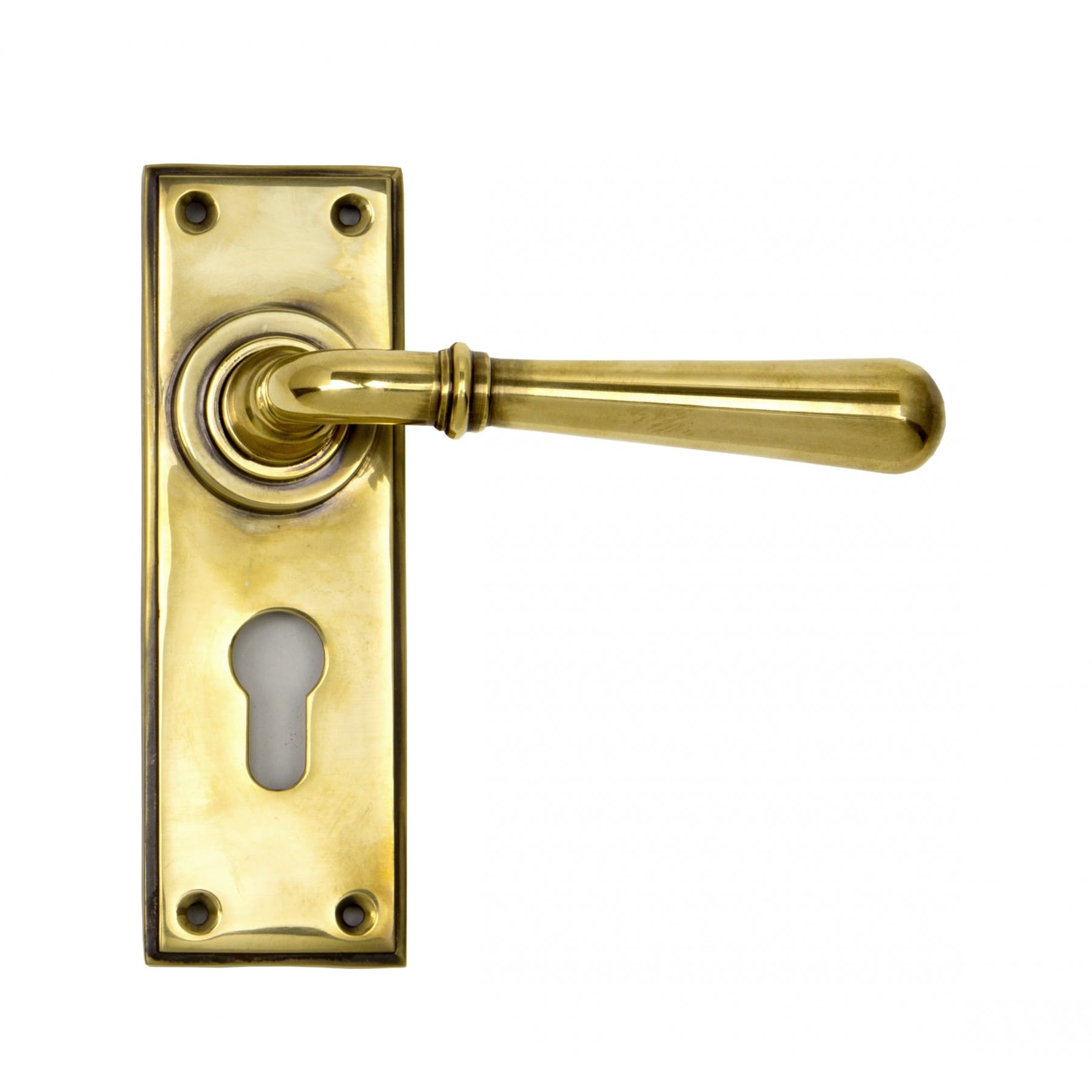 Euro Keyhole Aged Brass Lever Handles