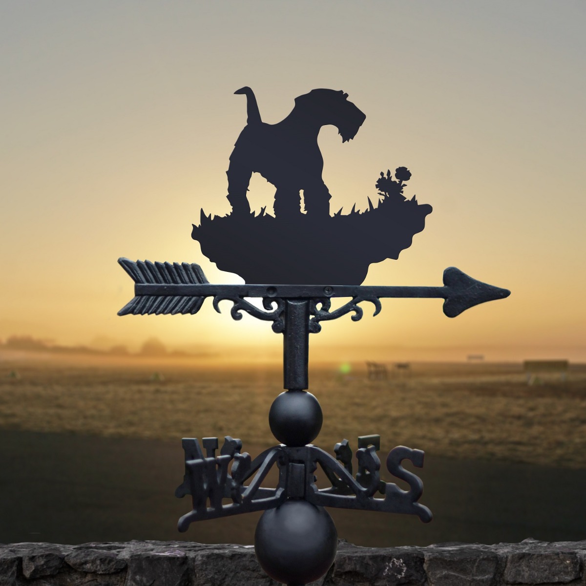 Cast Iron & Steel Airedale Terrier Weathervane