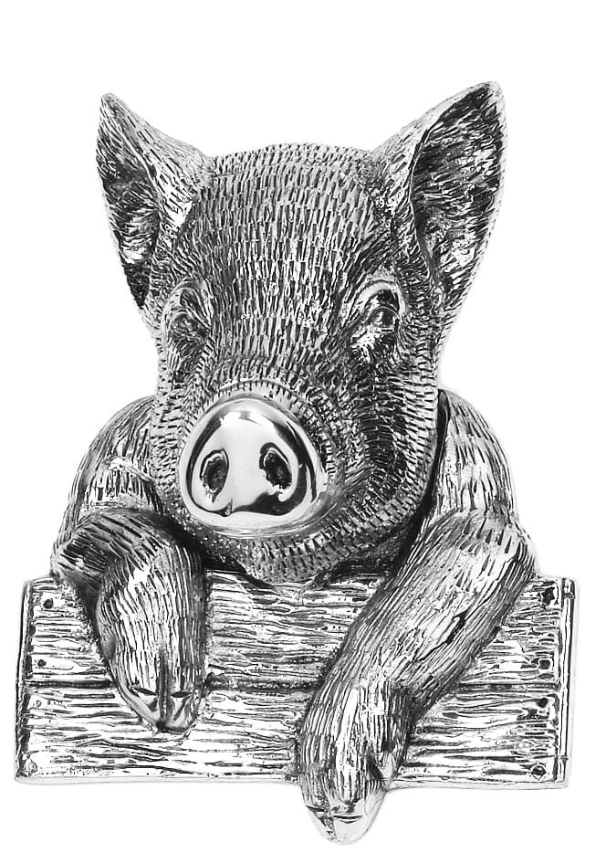Bright Chrome Peter the Pig Door Knocker