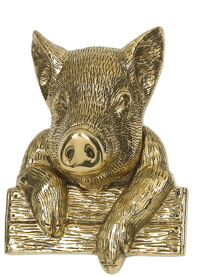 Polished Brass Peter the Pig Door Knocker