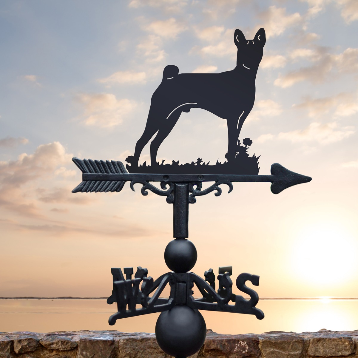 The Forge Basenji Dog Iron Weathervane