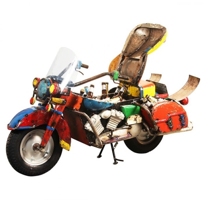 Multicoloured Recycled Metal Motorcycle Drinks Cooler