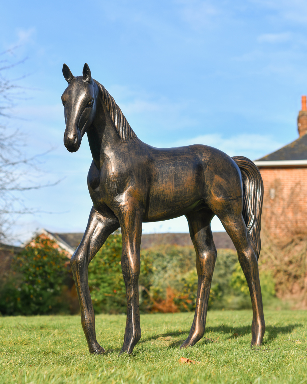 Cast Aluminium Standing Foal Garden Sculpture