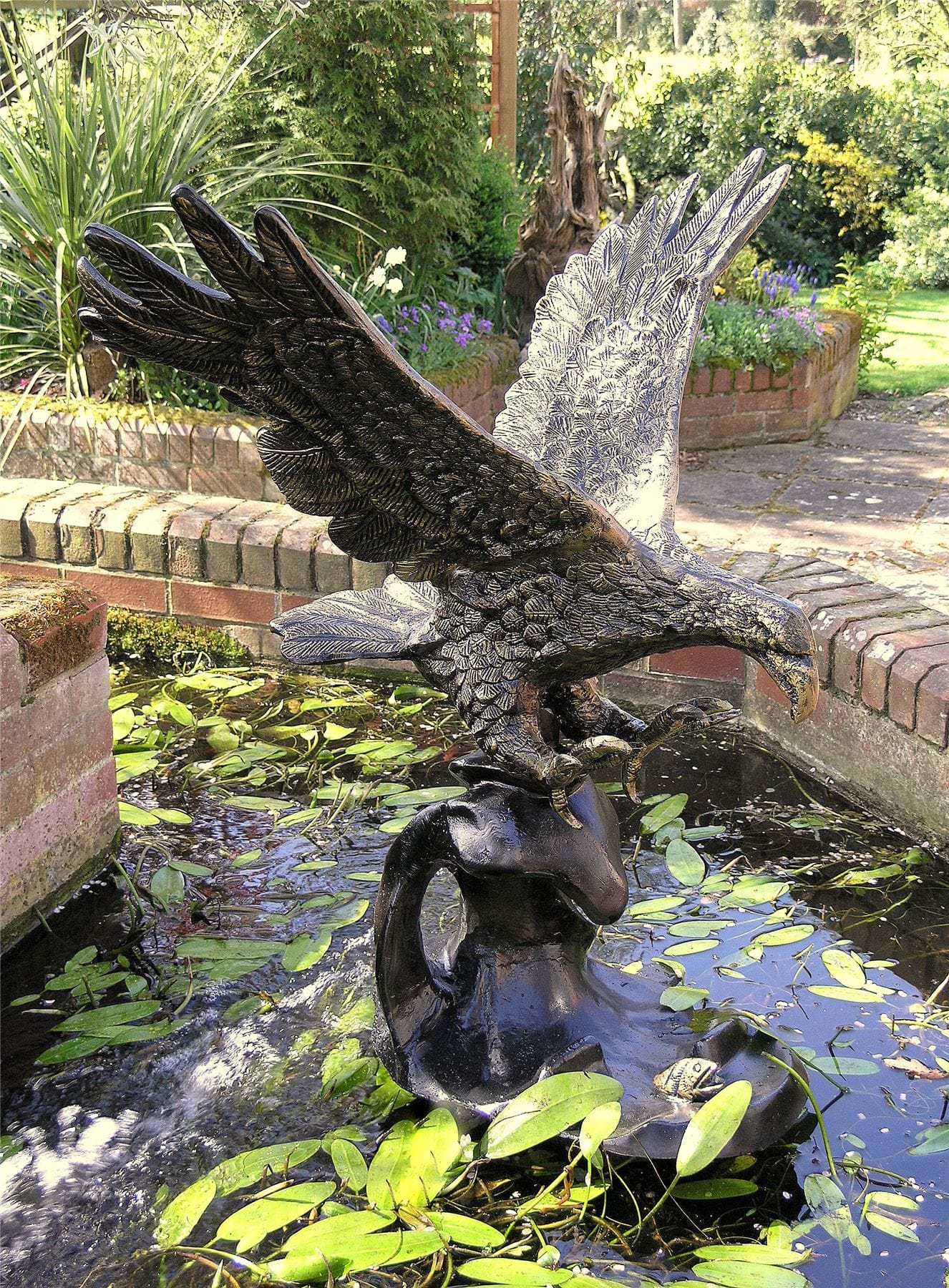Cast Aluminium Eagle on Wave Garden Sculpture
