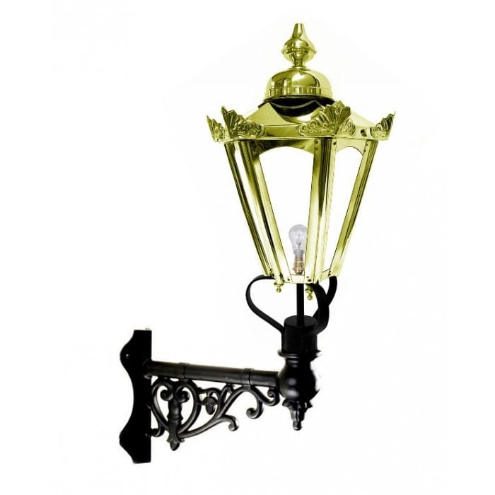 Polished Brass Hexagonal Lantern on Capella Corner Bracket