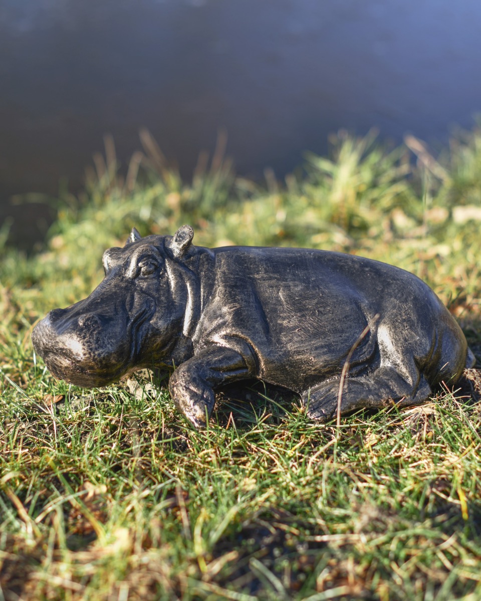 "Honey" Hippo Brushed Gold Cast Aluminium Sculpture