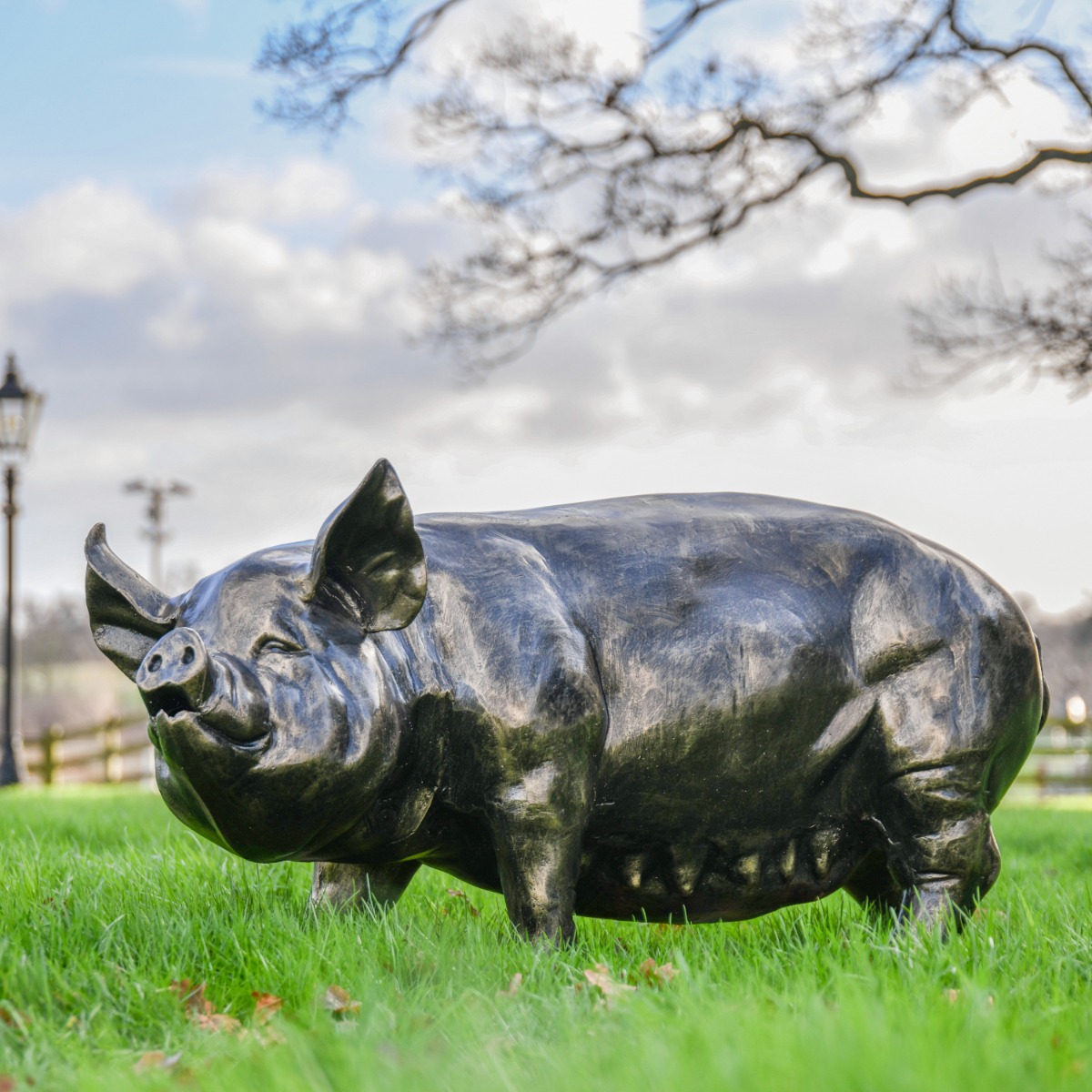 Large Standing Cast Aluminium 'Parker' Pig Sculpture