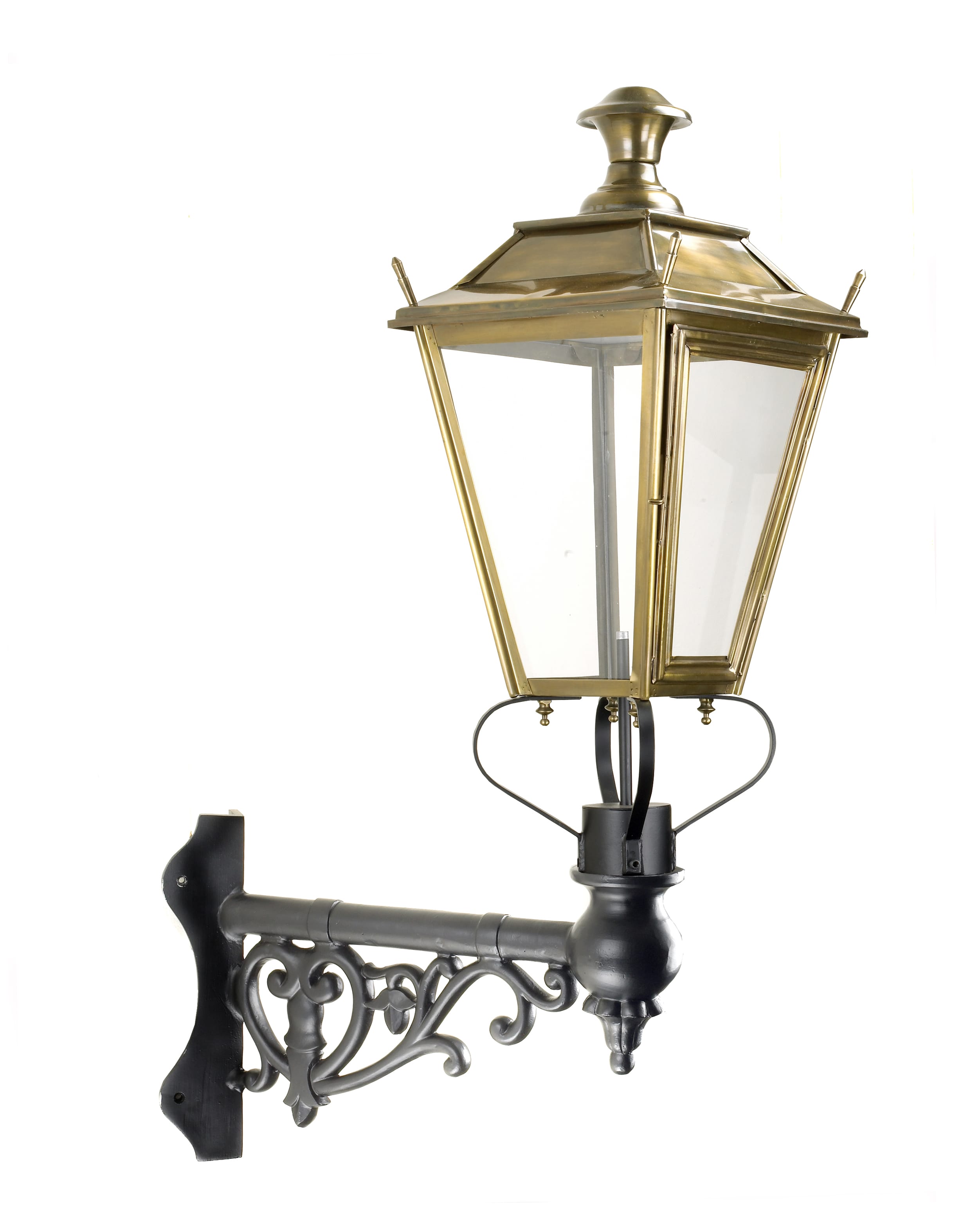 Antique Brass Dorchester Lantern on Corner Bracket