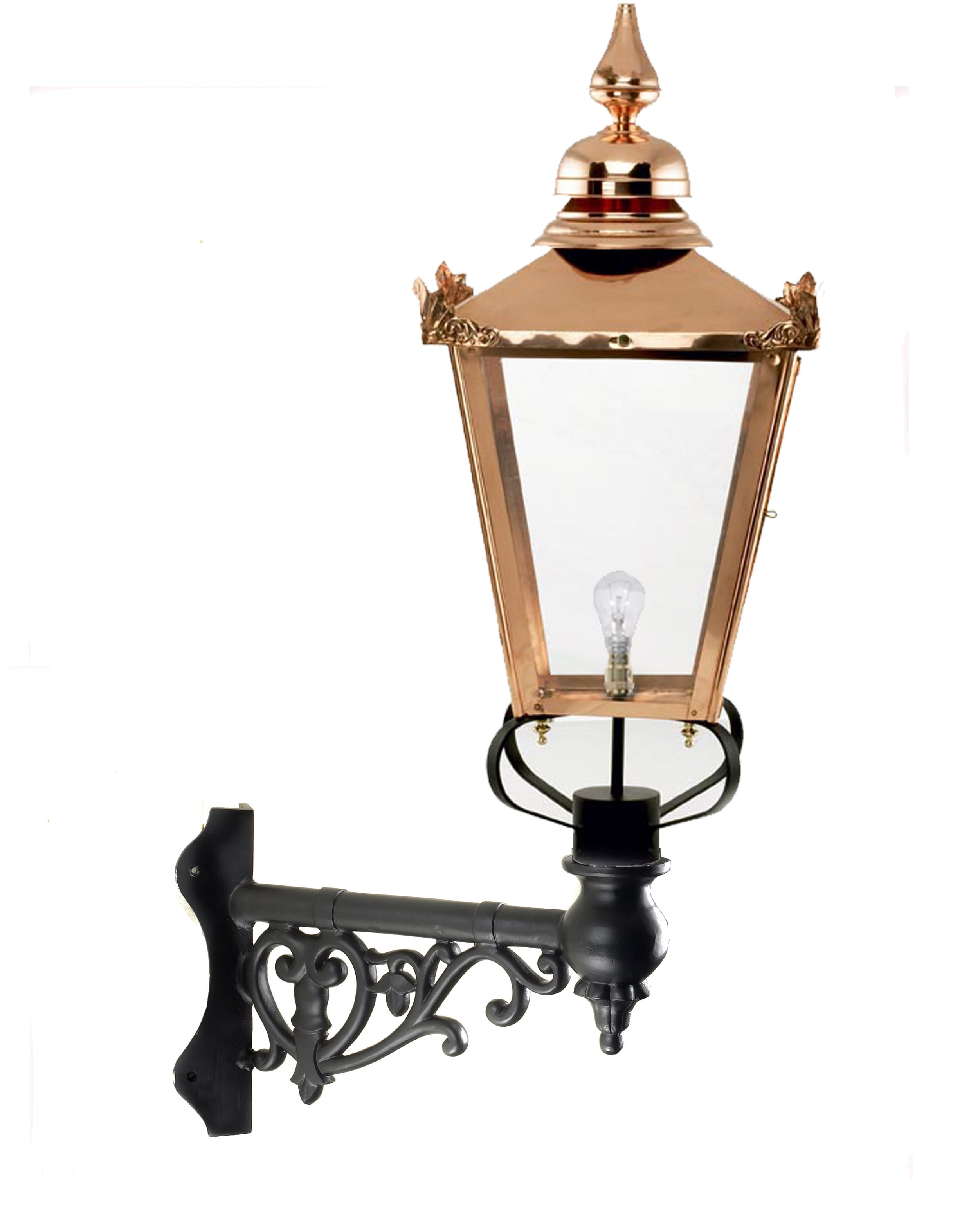 Copper Victorian Wall Lantern on Corner Bracket