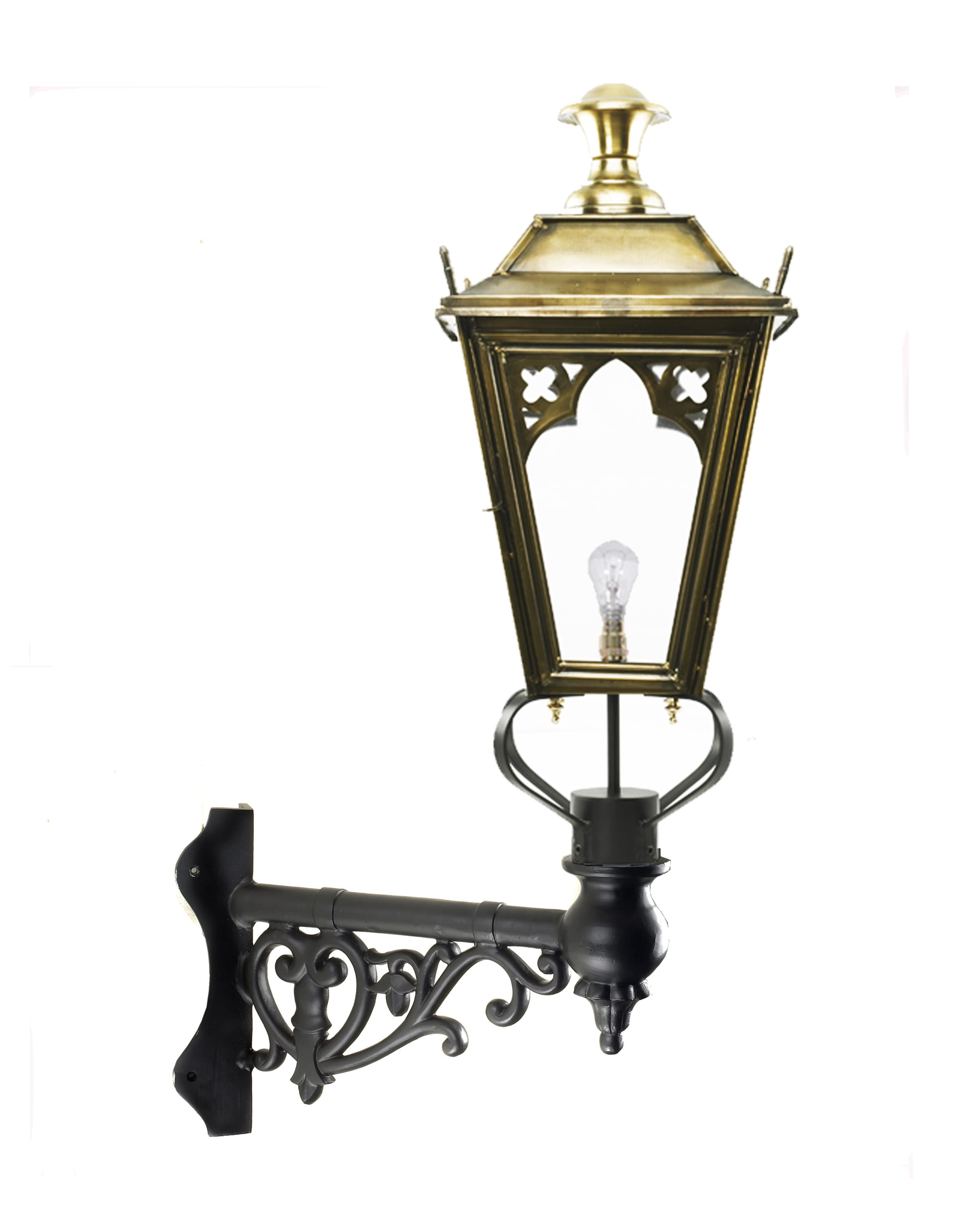 Gothic Brass Lantern on Corner Bracket