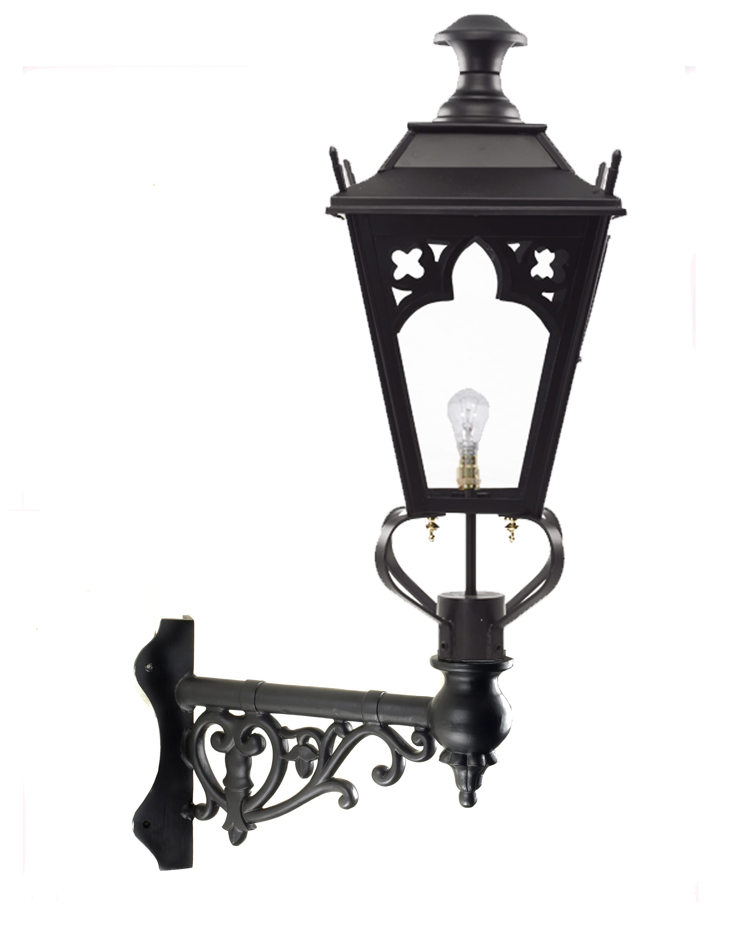 Gothic Black Lantern on Corner Bracket