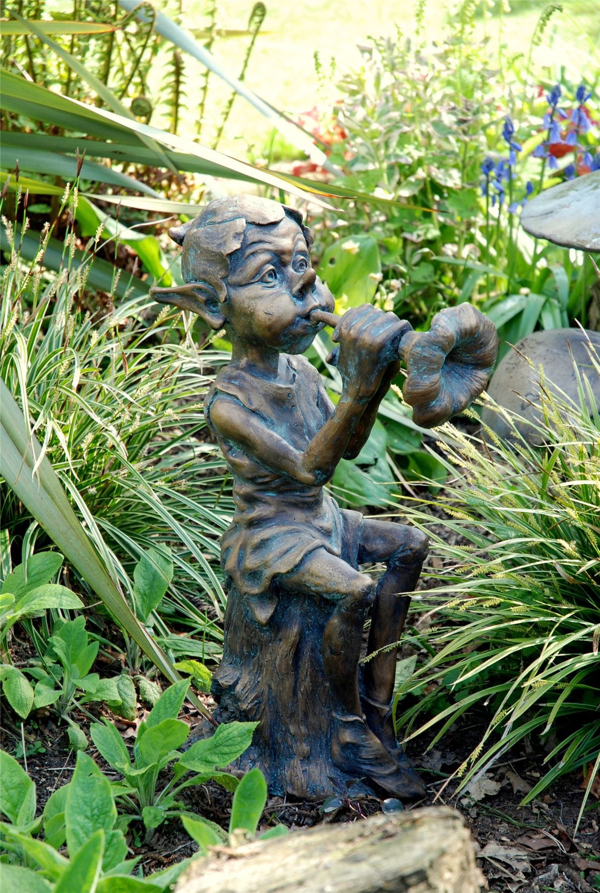 Pixie Playing the Trumpet Garden Sculpture