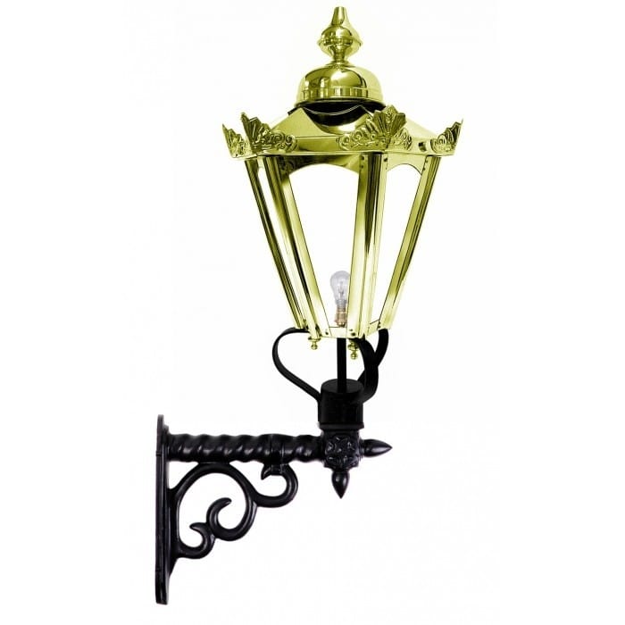 Polished Brass Hexagonal Lantern on Royale Bracket