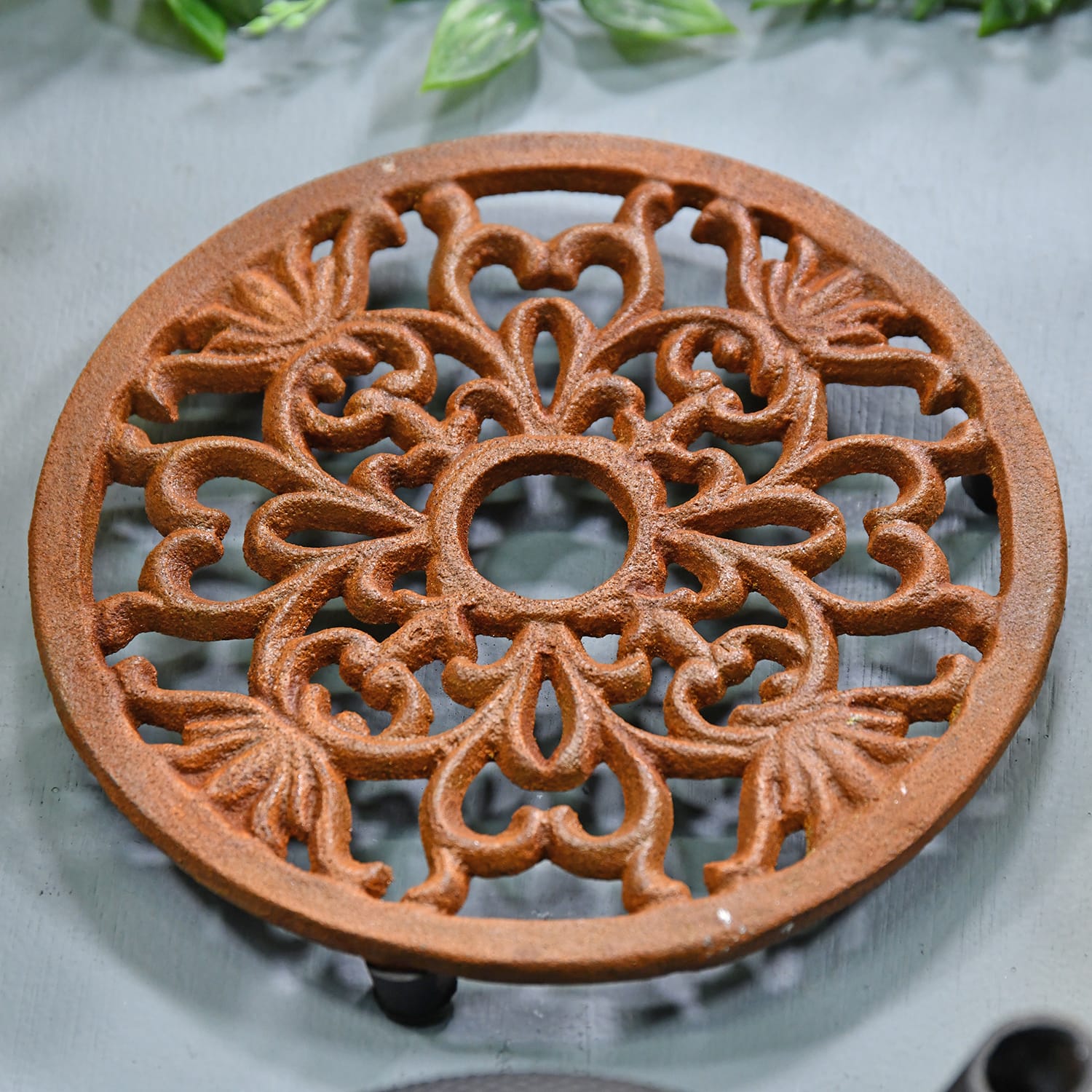 Rustic Round Cast Iron Trivet