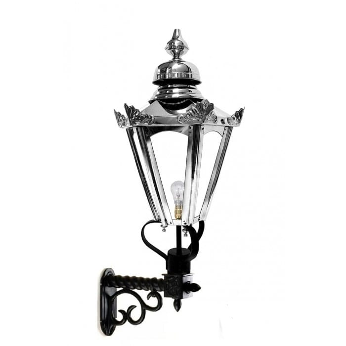 Polished Nickel Hexagonal Lantern on Royale Bracket