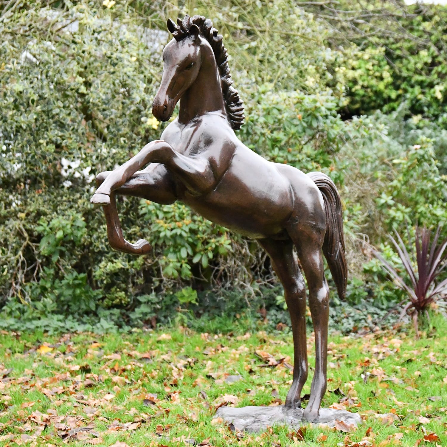 Cast Aluminium Rearing Horse Garden Sculpture