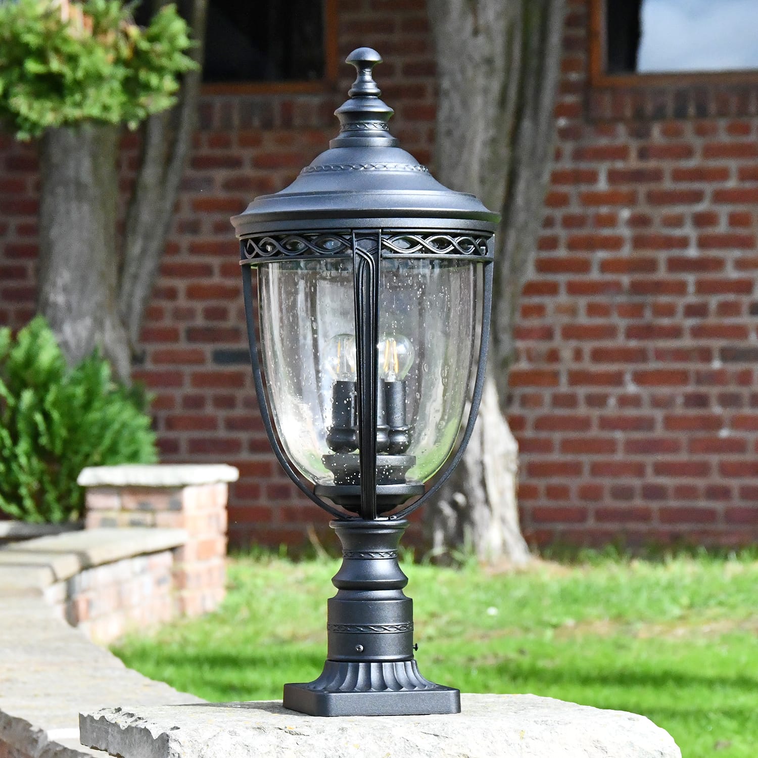 "Letchworth" Large Pedestal Lantern in Black