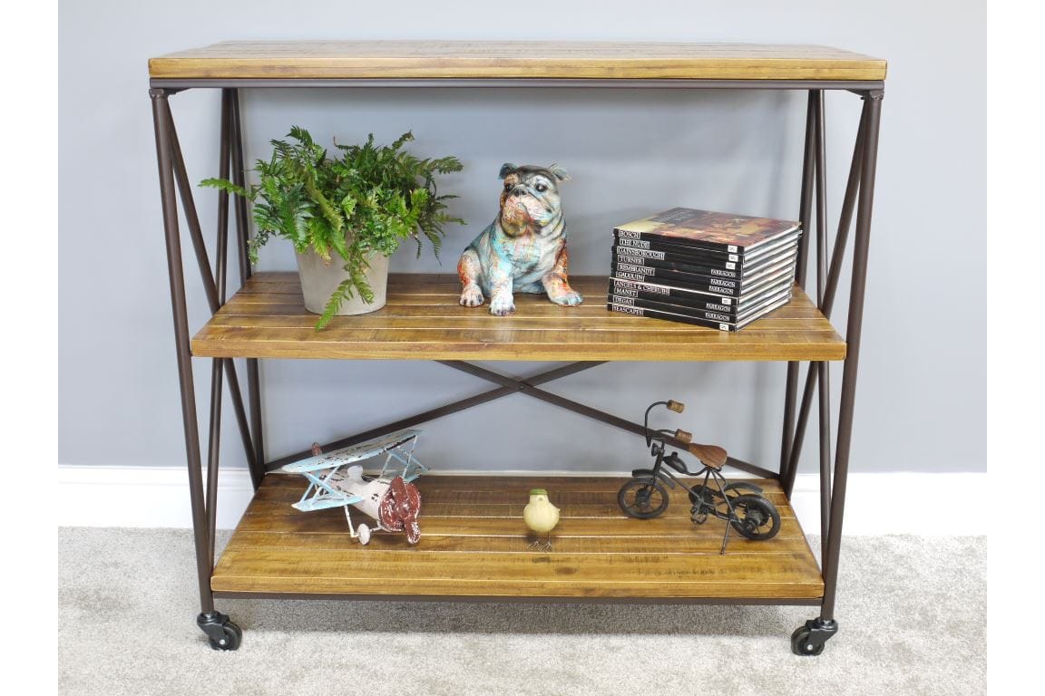 Industrial Wooden and Metal Shelving Unit