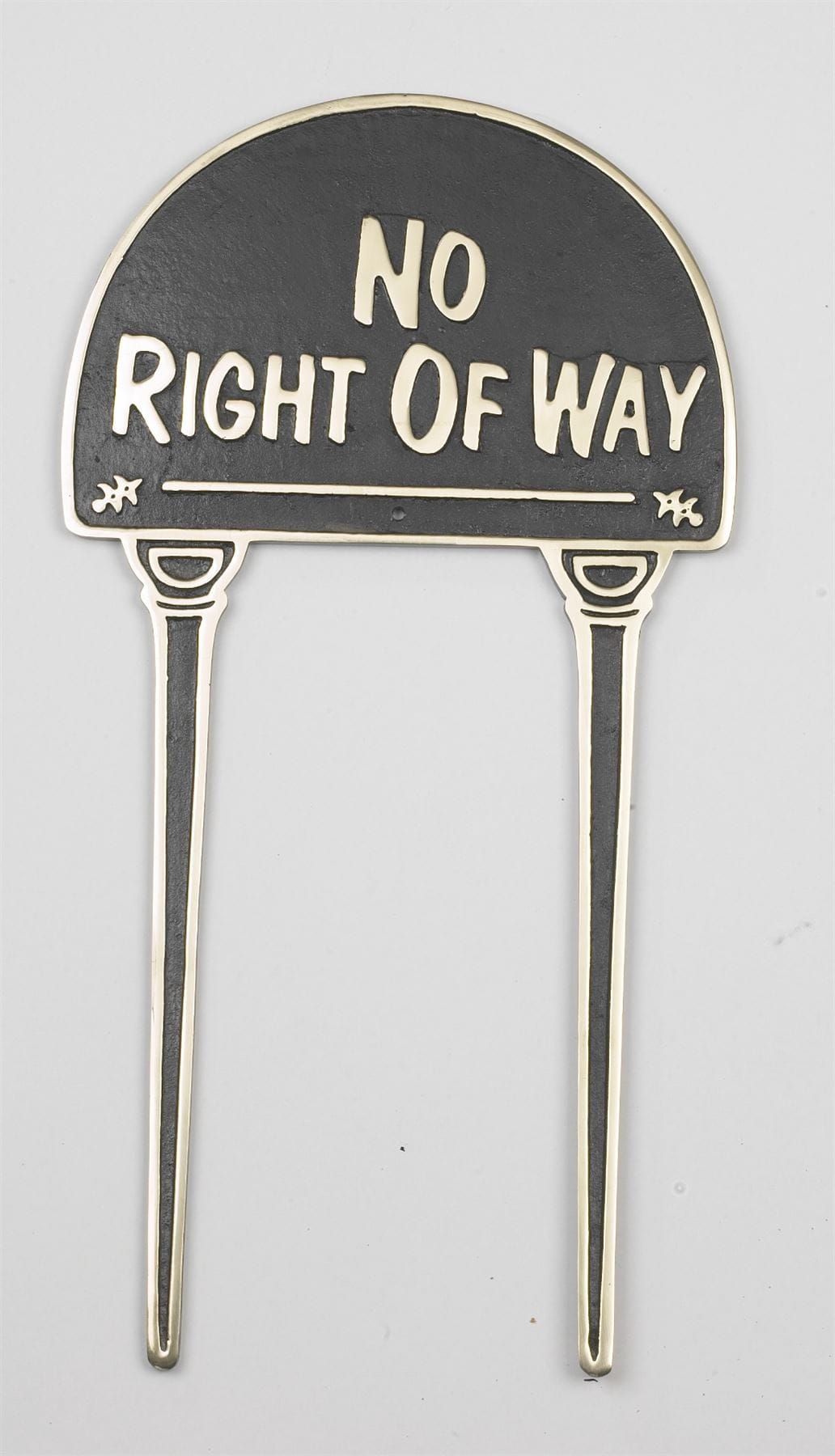 Solid Black & Brass Lawn Sign - No Right of Way
