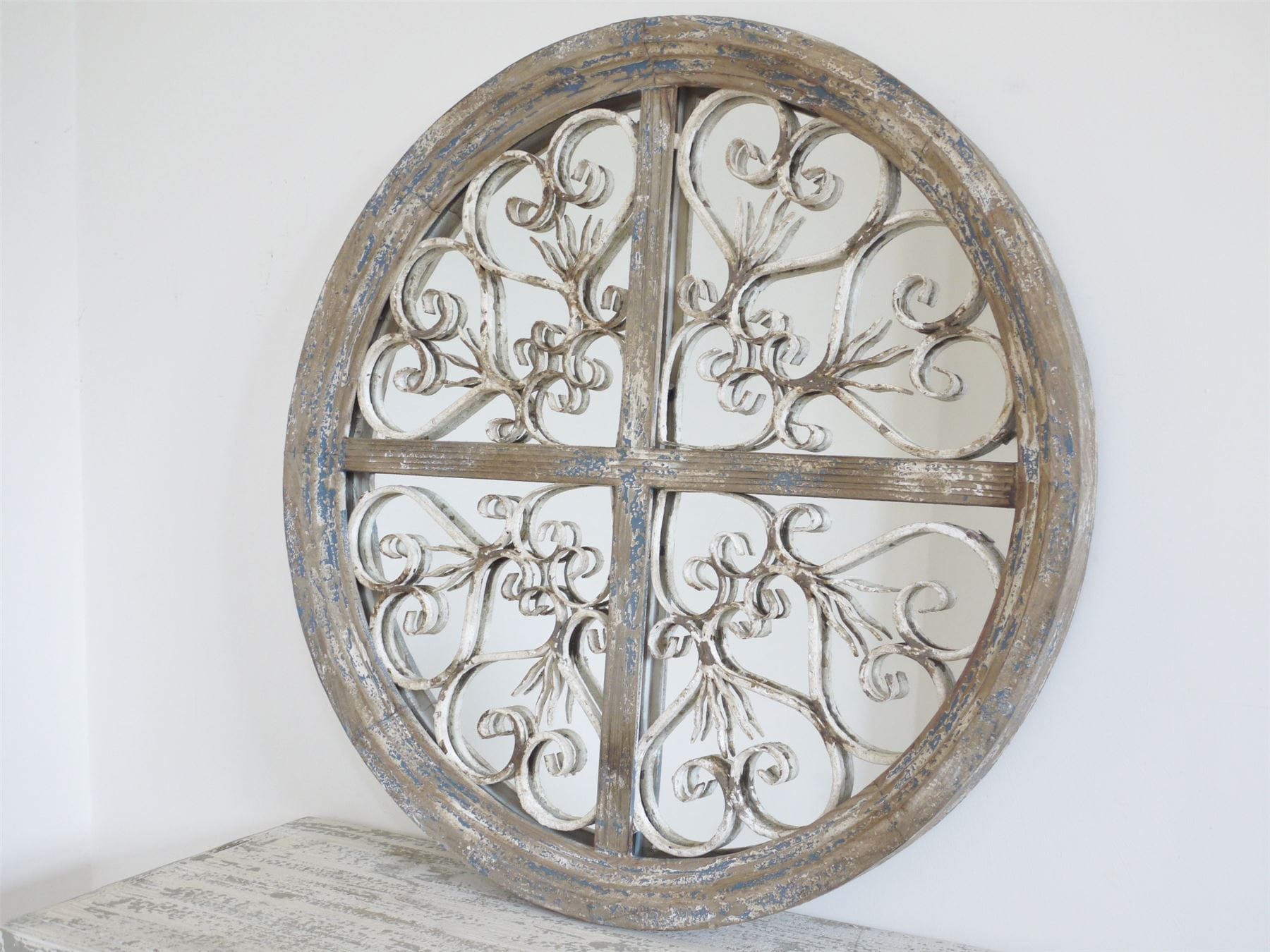 Ornate Rustic Wall Mounted Round Mirror