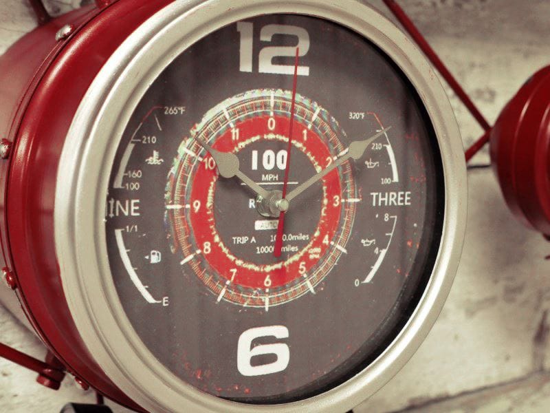 Rustic Red Aeroplane Clock Shelf