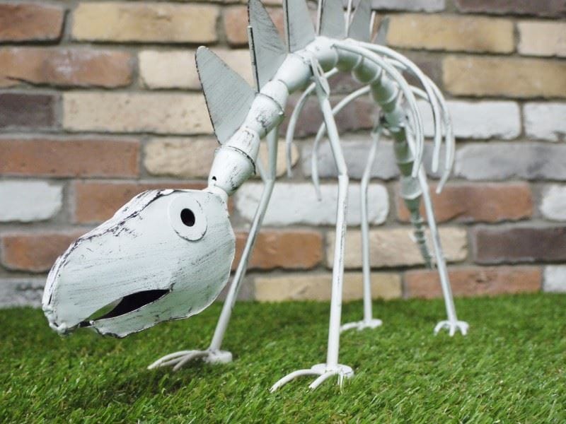 Rustic White Darren the Dinosaur Sculpture