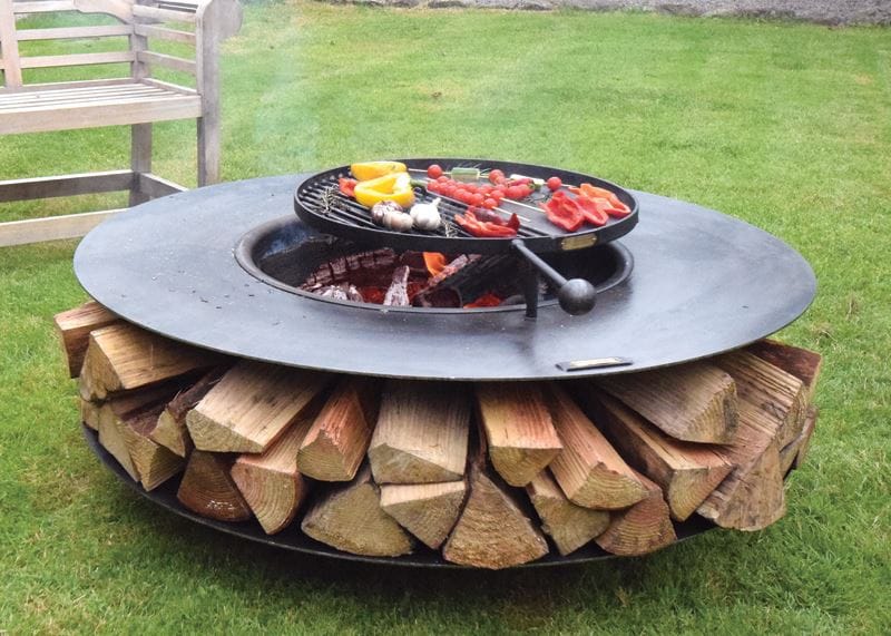 Classic Ring BBQ Fire Pit with Log Store and Swing Arm Grill