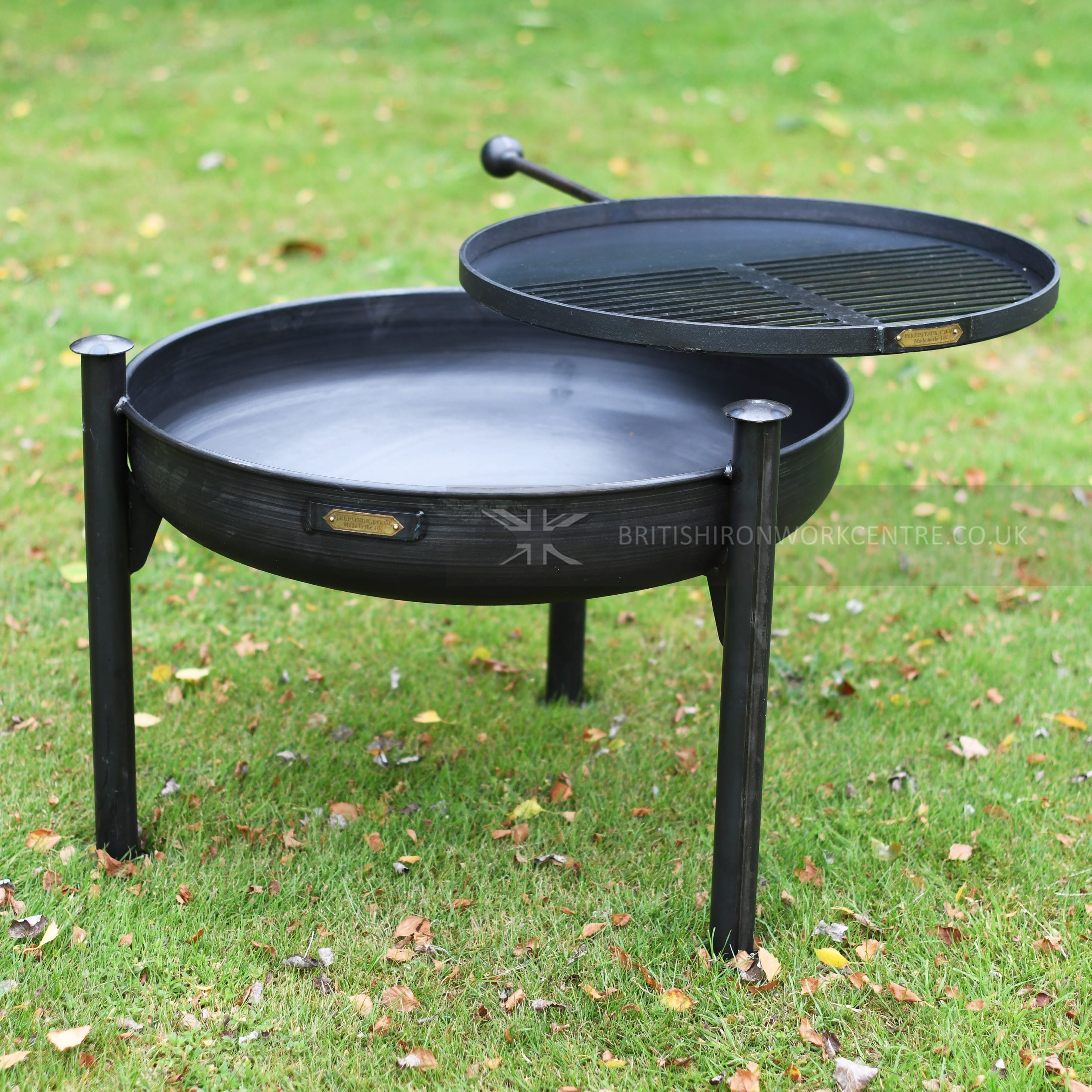 Black Fire Pit with Swing Arm Grill