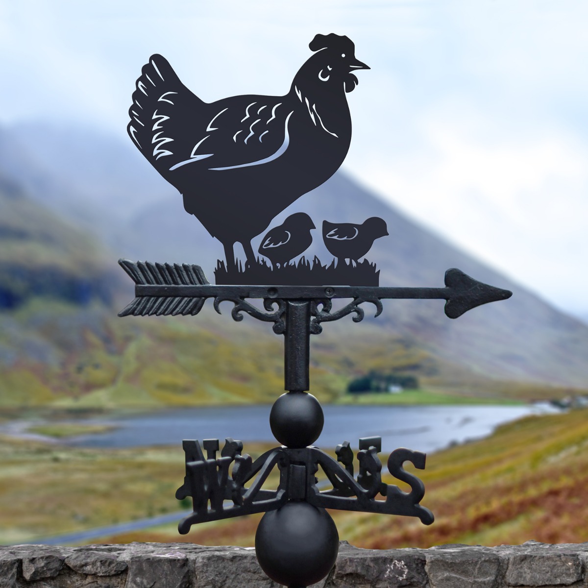 Cast Iron & Steel Hen & Chicks Weathervane