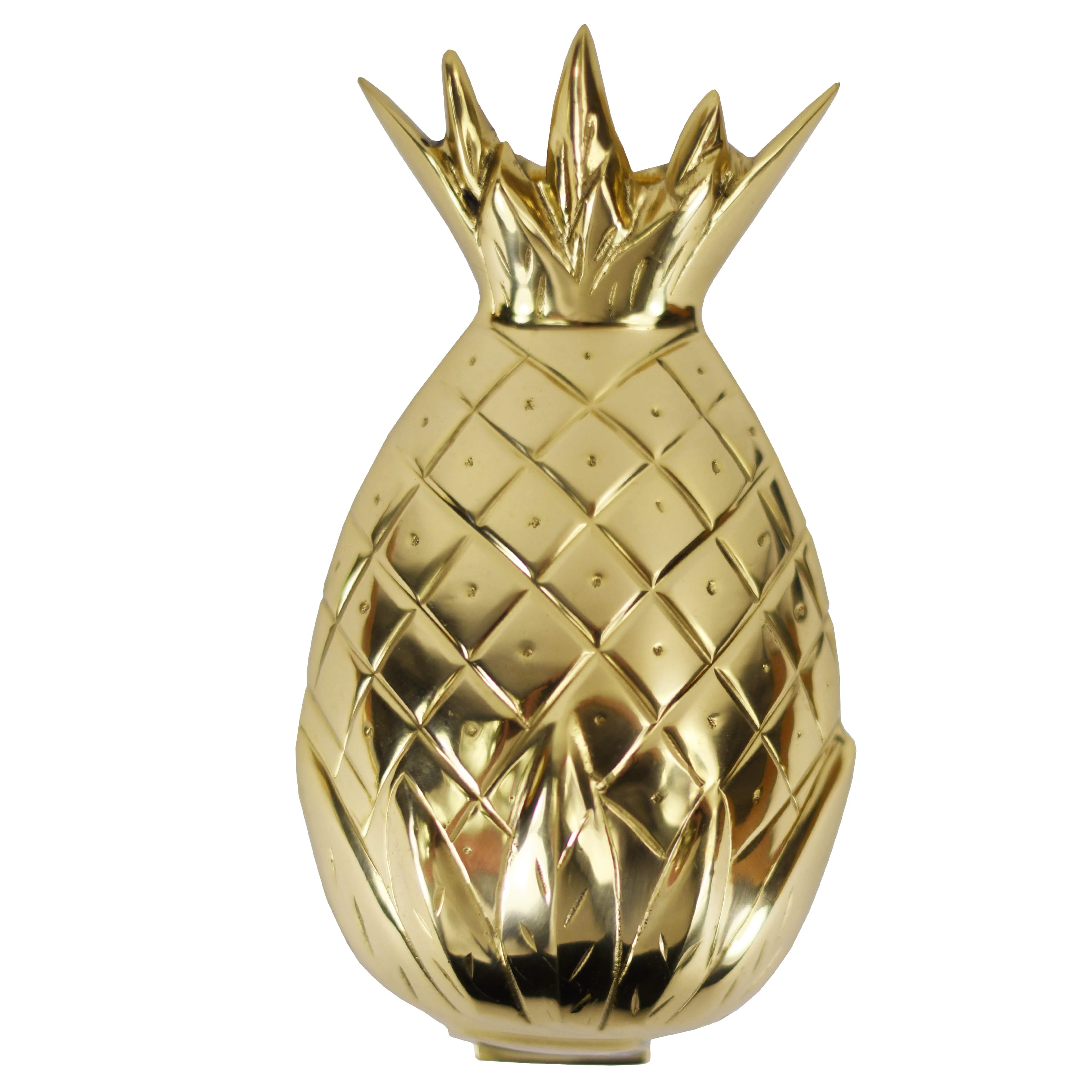 Polished Brass Pineapple Door Knocker on White Background