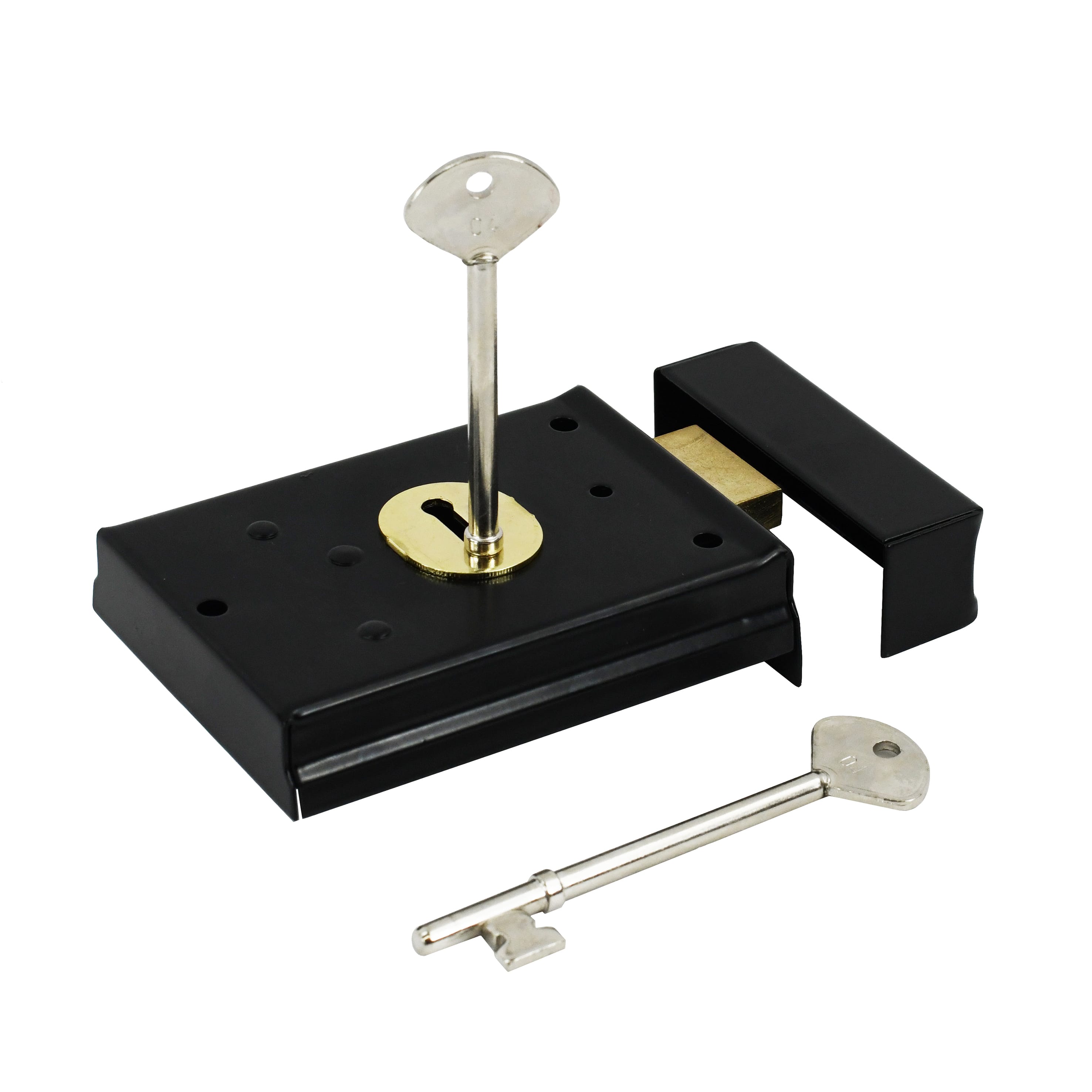 Traditional Slim Black Left Hand Rim Lock