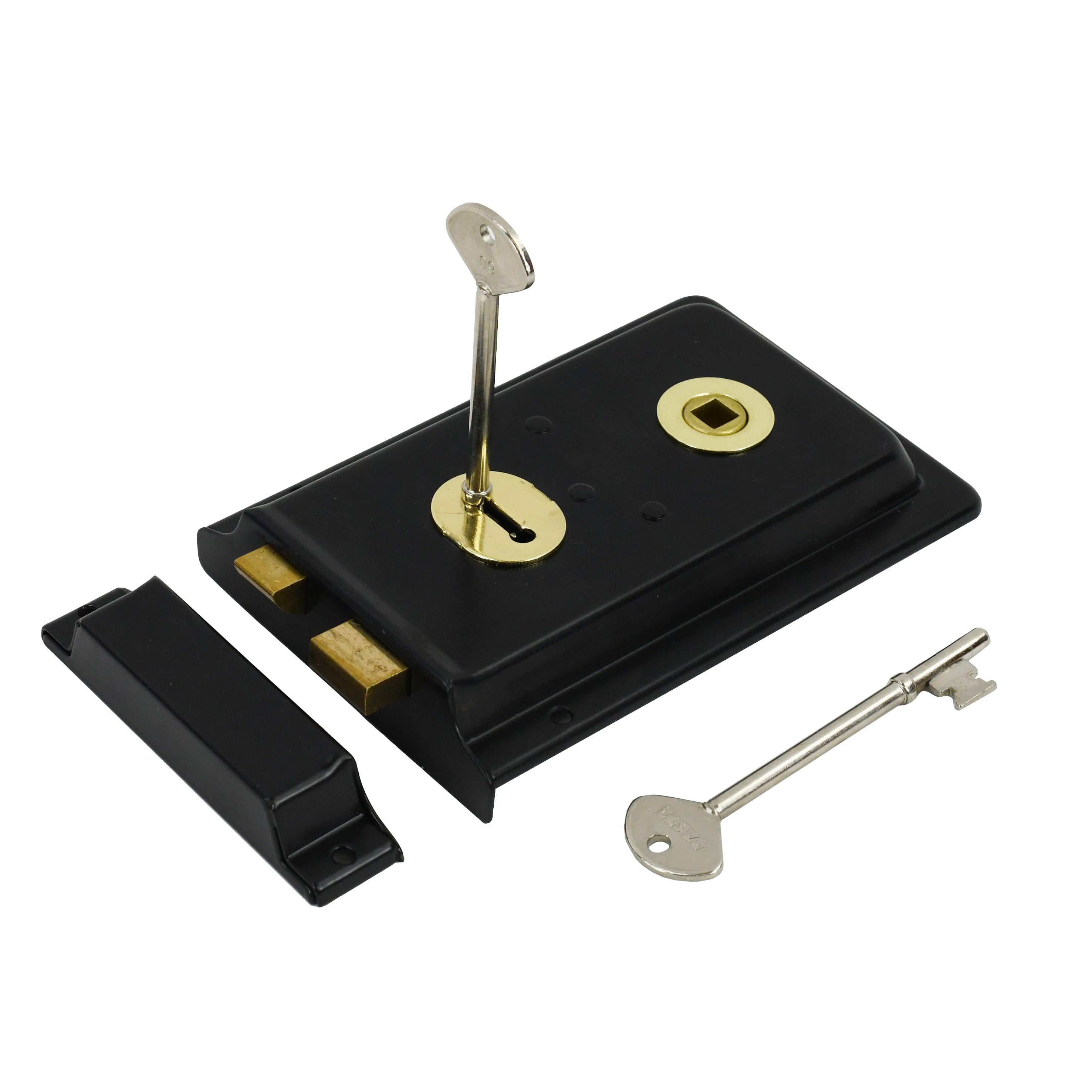 Traditional Black & Brass Rim Lock