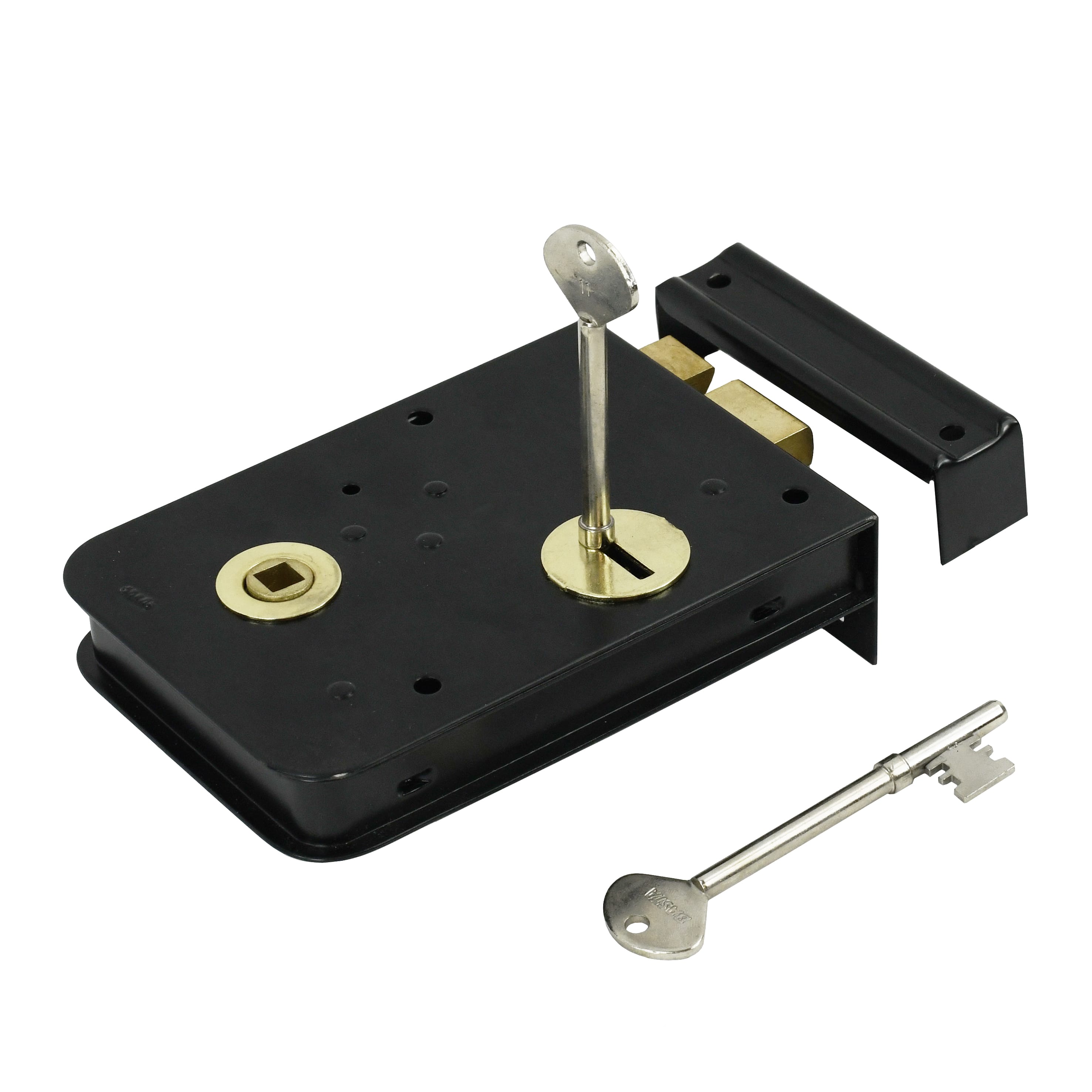 Traditional Slim Medium Black & Brass Rim Lock