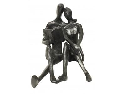 Cast Iron Couple Reading Figurine