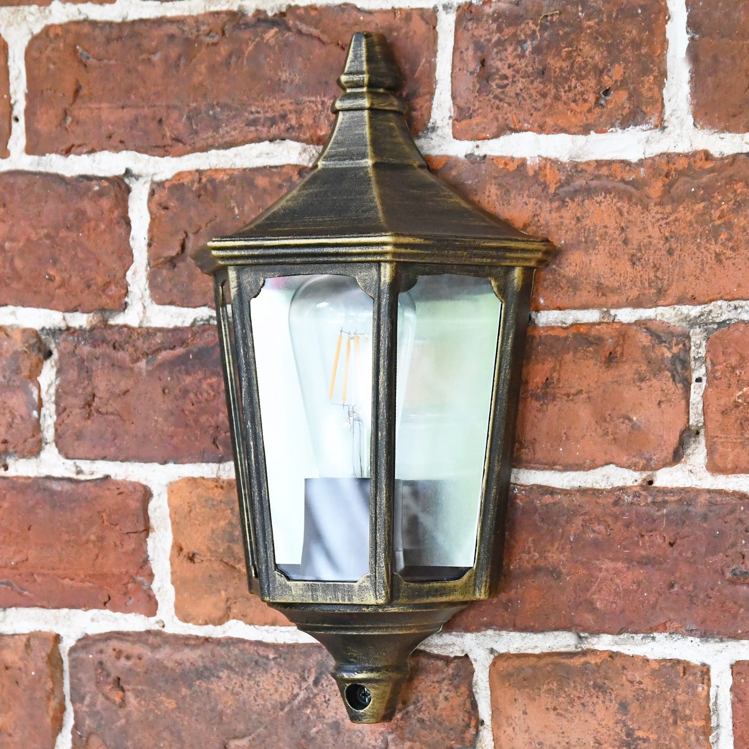 "Kirton" Brushed Gold Flush Wall Lantern
