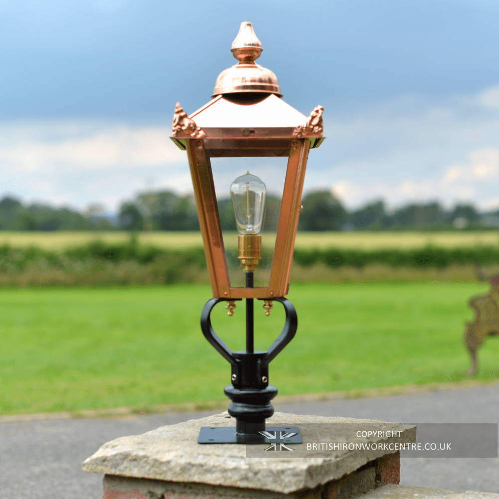 Traditional Copper Victorian Pillar Lantern Set - 71cm