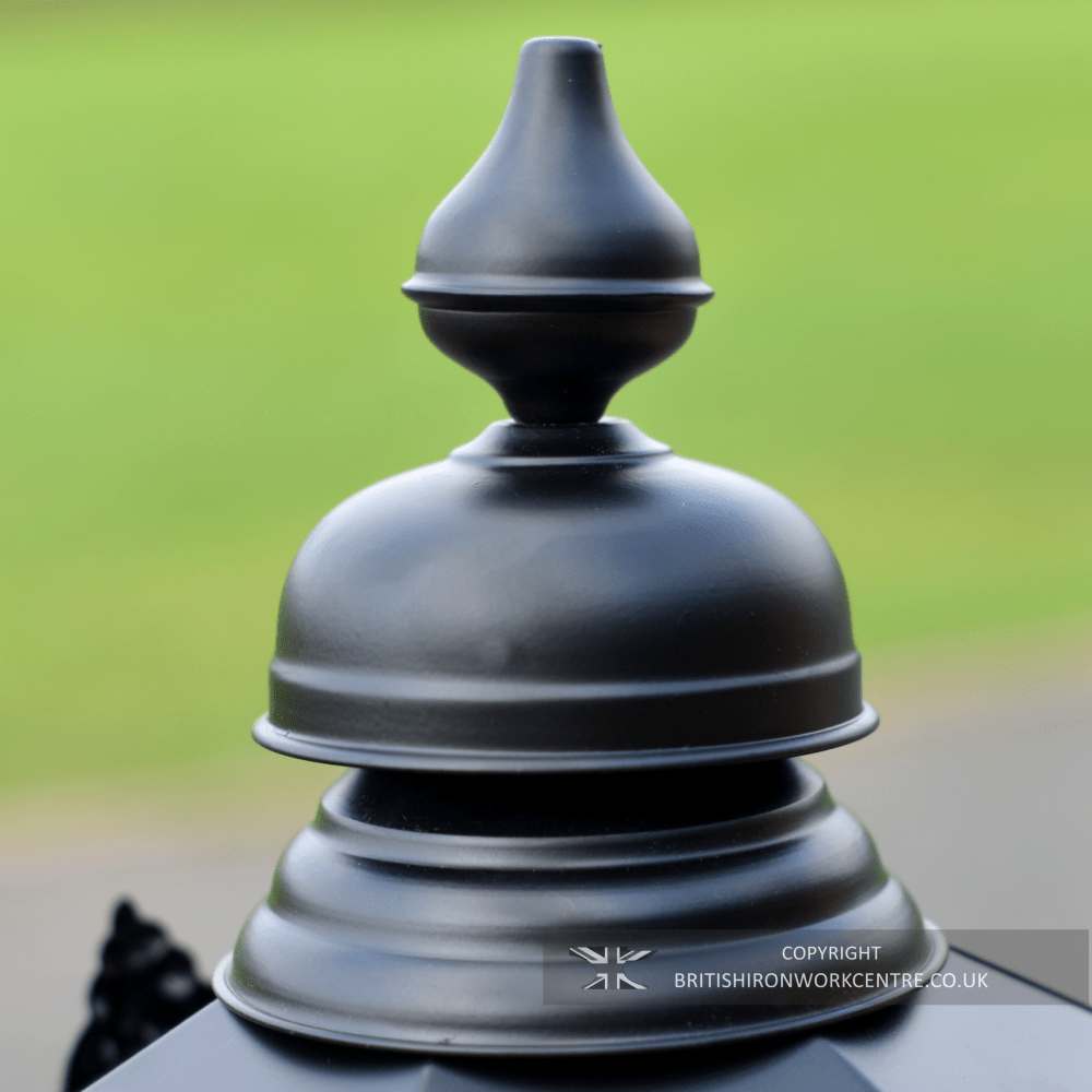 Traditional Black Hexagonal Pillar Lantern Set - 76cm - Top Finial