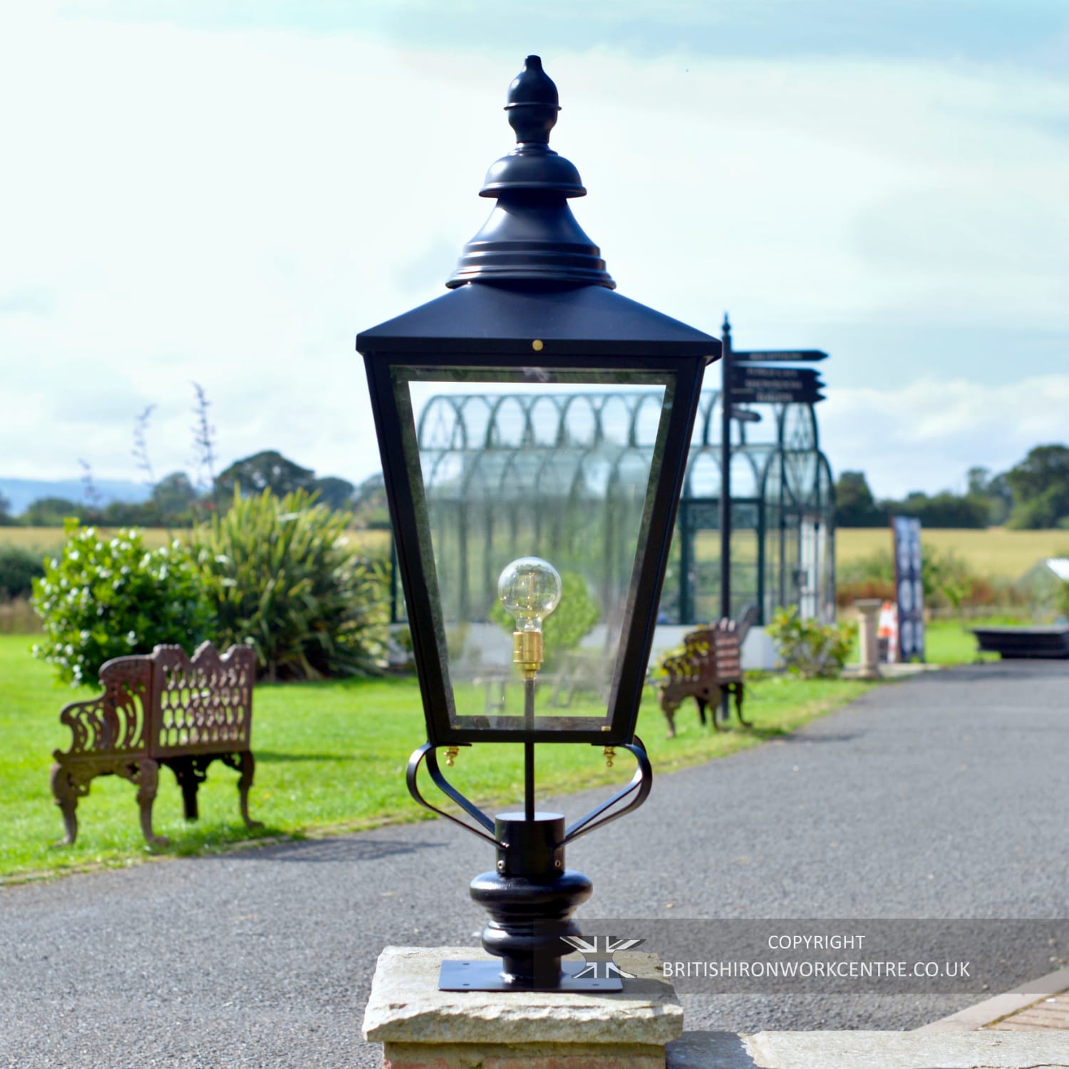 Deluxe Black Pillar Lantern Set - 105cm