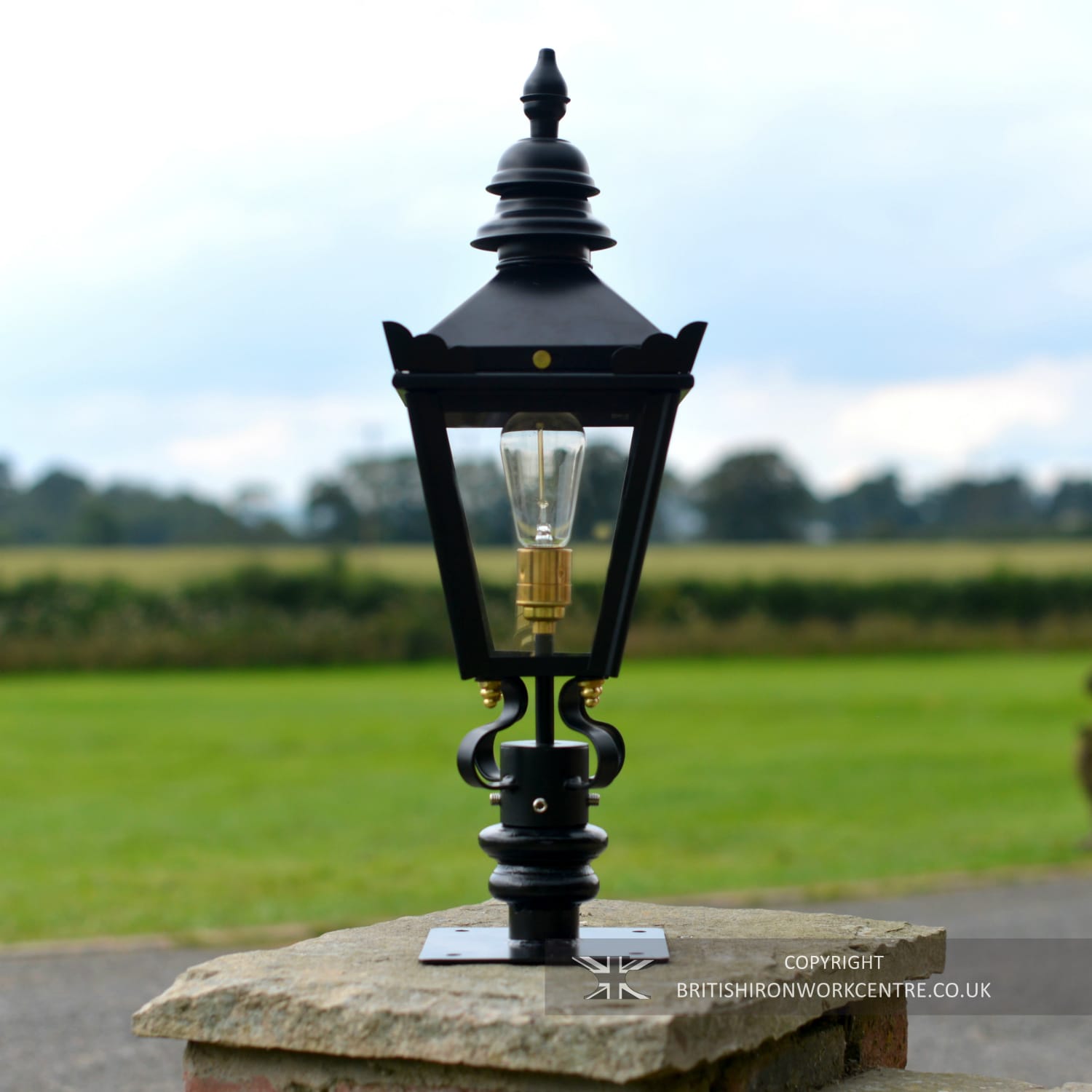 Traditional Black Kensington Pillar Lantern Set - 64cm