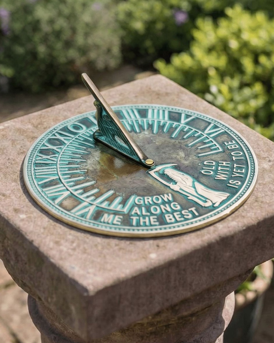 Traditional Verdigris Old Father Time Sundial - 20cm