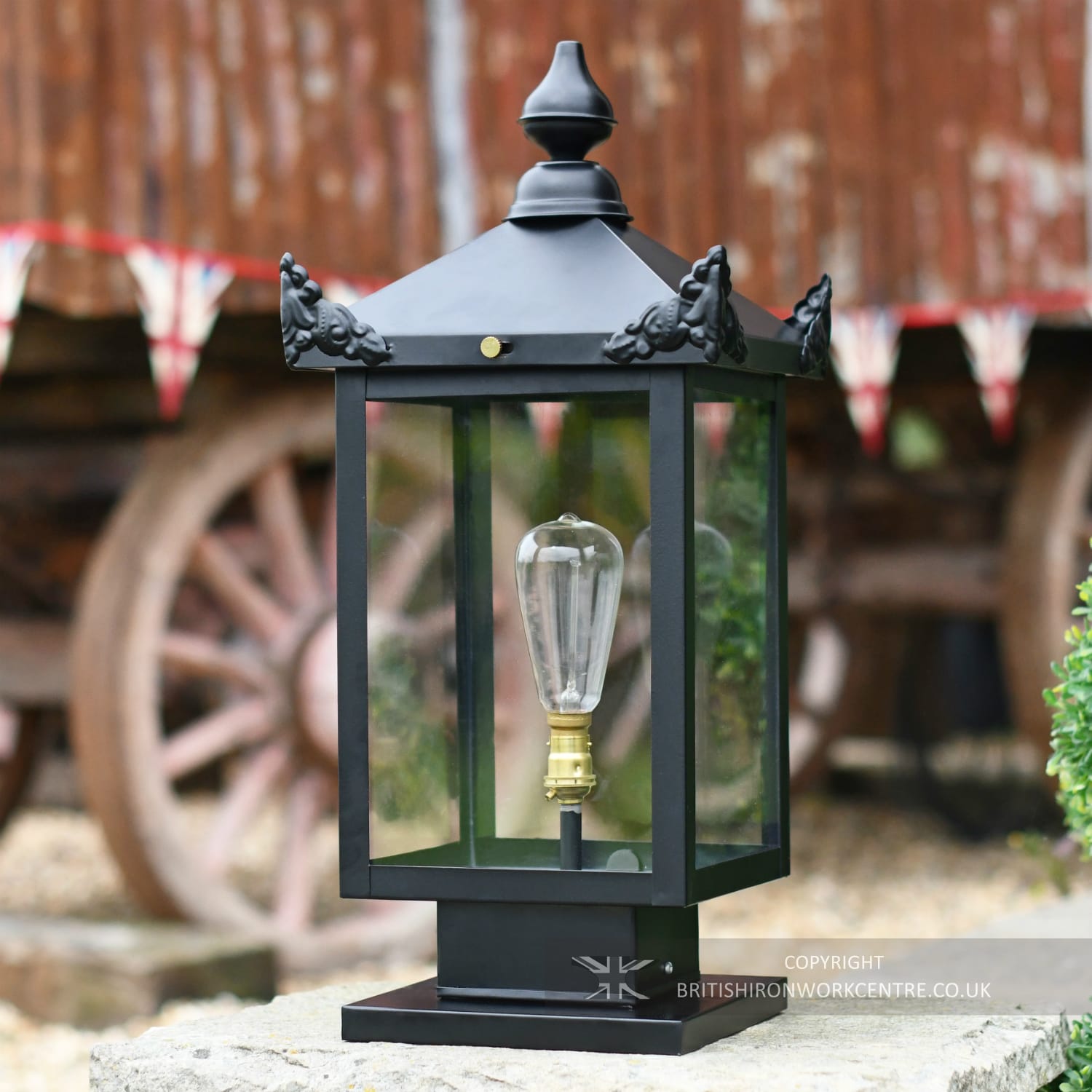 Black Contemporary Victorian Pillar Lantern - 60cm