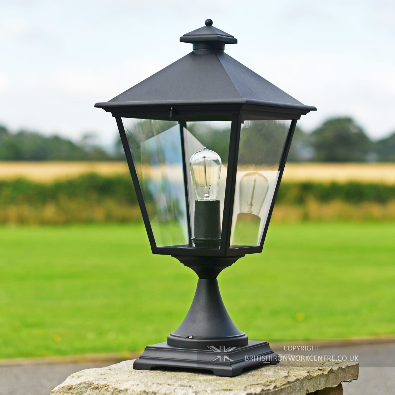 Black Simplistic Victorian Pillar Lantern - 64cm