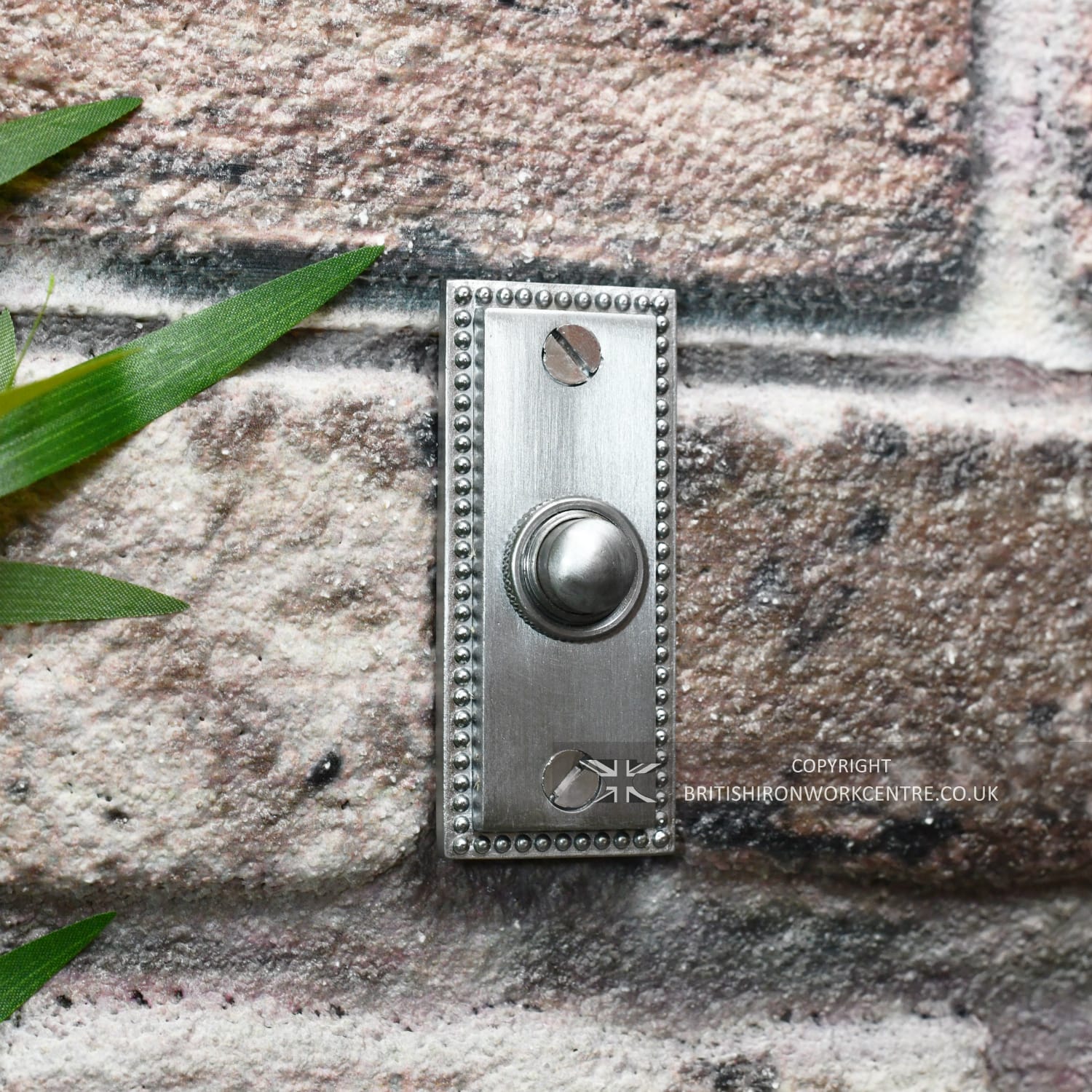 "Waddesdon Manor" Satin Chrome Classic Bell Push On Brick Wall