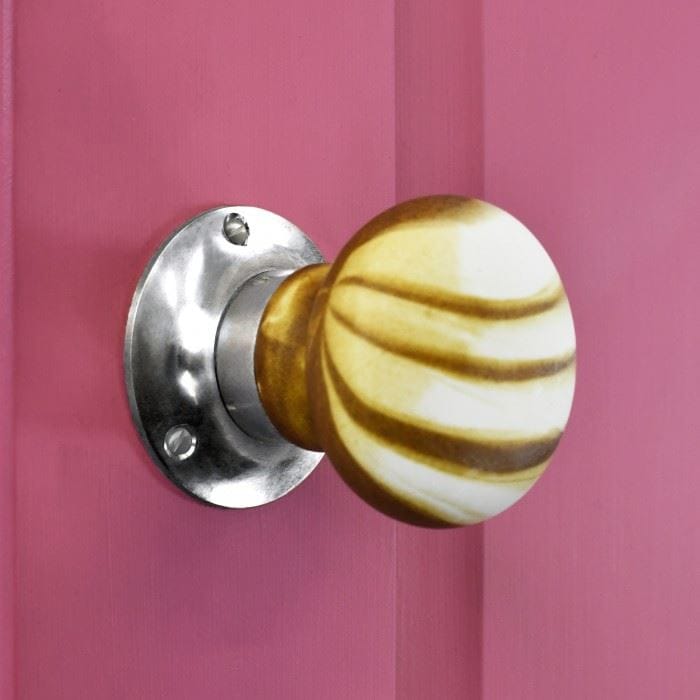 Hand Finished "Stone Swirl Effect" Bright Chrome Door Knob