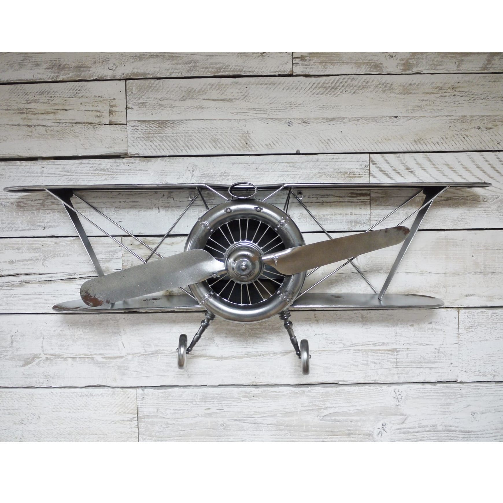 Rustic Grey Aeroplane Decoration