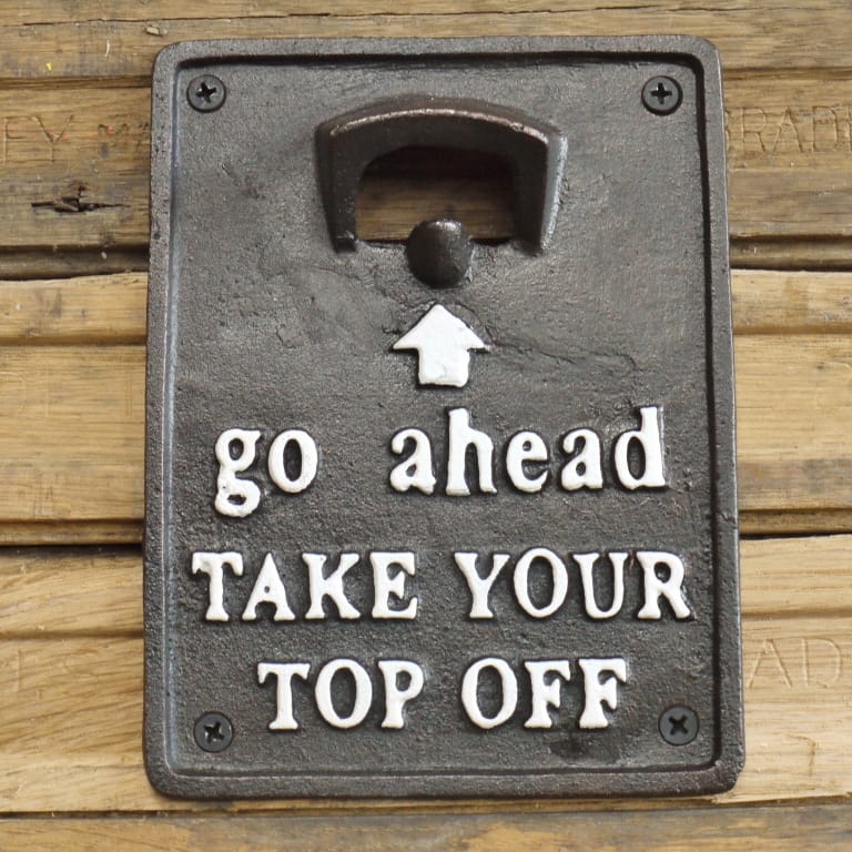 Cast Iron "Take Your Top Off" Bottle Opener