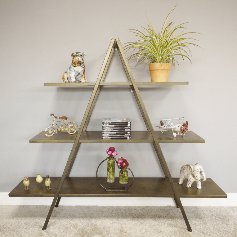 Brushed Bronze Metal Shelving Unit
