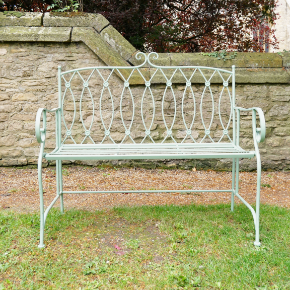 Light Green "Button" Metal Bench